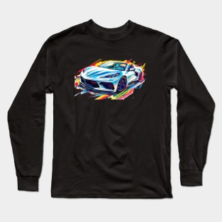 Silver Flare HTC C8 Corvette Supercar Racecar Muscle Car Hardtop Convertible Corvette C8 Color Splash Long Sleeve T-Shirt